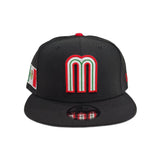 Black Mexico Gray Bottom Mexico Flag Side Patch World Baseball Classic New Era 9Fifty Snapback