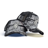 Black Tip Off Miami Heat Curved Brim Gray Bottom NBA MIA Side Patch New Era 9Forty Snapback