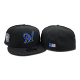 Black Milwaukee Brewers Royal Bottom Home to Heroes Side Patch New Era 59Fifty Fitted