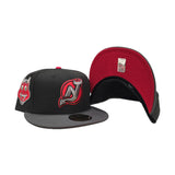 Black New Jersey Devils Dark Gray Visor Red Bottom Devils Mascot Side Patch New Era 59Fifty Fitted