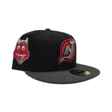 Black New Jersey Devils Dark Gray Visor Red Bottom Devils Mascot Side Patch New Era 59Fifty Fitted