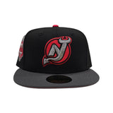 Black New Jersey Devils Dark Gray Visor Red Bottom Devils Mascot Side Patch New Era 59Fifty Fitted