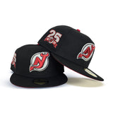 Black New Jersey Devils Red Bottom 25Th Anniversary Side Patch New Era 59Fifty Fitted