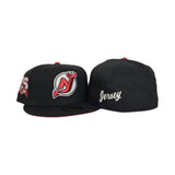 Black New Jersey Devils Red Bottom 25Th Anniversary Side Patch New Era 59Fifty Fitted