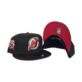 Black New Jersey Devils Red Bottom 25Th Anniversary Side Patch New Era 59Fifty Fitted