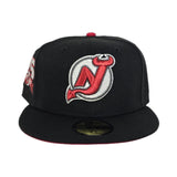 Black New Jersey Devils Red Bottom 25Th Anniversary Side Patch New Era 59Fifty Fitted