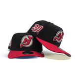 Black New Jersey Devils Red Visor Gray Bottom 30th Anniversary Side Patch New Era Curved Brim A-Frame 9Forty A-Frame Snapback