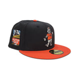 Black San Francisco Giants Mascot Logo Orange Visor Gray Bottom 2007 All Star Game Side Patch New Era 59Fifty Fitted