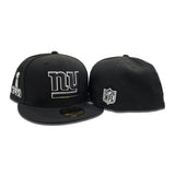Black New York Giants Gray Bottom Super Bowl XLVI Side Patch New Era 59Fifty Fitted