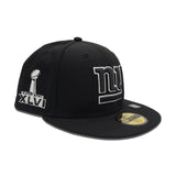 Black New York Giants Gray Bottom Super Bowl XLVI Side Patch New Era 59Fifty Fitted