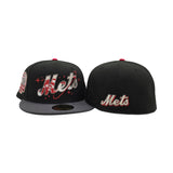 Black New York Mets Space Logo Dark Gray Visor Gray Bottom Shea Stadium Side Patch New Era 59Fifty Fitted