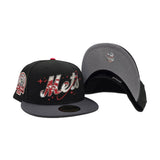 Black New York Mets Space Logo Dark Gray Visor Gray Bottom Shea Stadium Side Patch New Era 59Fifty Fitted