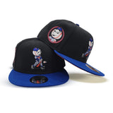 Black New York Mr. Mets swinging Bat Royal Blue Visor Orange Bottom Mr. Mets Side Patch 9Fifty Snapback