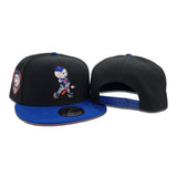 Black New York Mr. Mets swinging Bat Royal Blue Visor Orange Bottom Mr. Mets Side Patch 9Fifty Snapback
