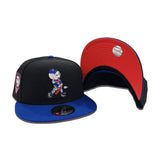 Black New York Mr. Mets swinging Bat Royal Blue Visor Orange Bottom Mr. Mets Side Patch 9Fifty Snapback