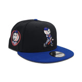 Black New York Mr. Mets swinging Bat Royal Blue Visor Orange Bottom Mr. Mets Side Patch 9Fifty Snapback