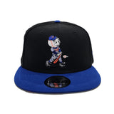Black New York Mr. Mets swinging Bat Royal Blue Visor Orange Bottom Mr. Mets Side Patch 9Fifty Snapback