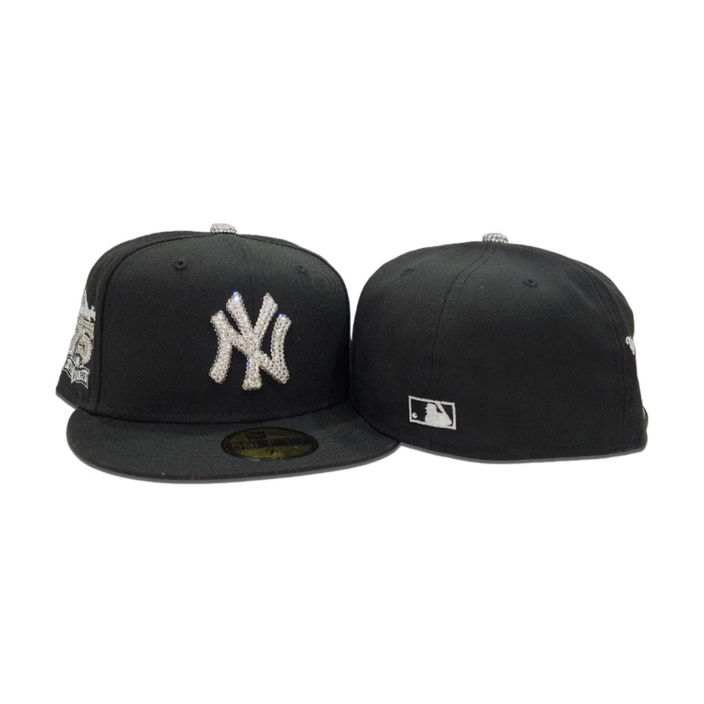 Swarovski Crystal Black New York Yankees 75th Anniversary Side Patch Gray Bottom New Era 59Fifty Fitted
