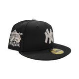 Swarovski Crystal Black New York Yankees 75th Anniversary Side Patch Gray Bottom New Era 59Fifty Fitted