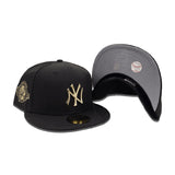 Black New York Yankees Gold Metal Badge Gray Bottom 100th Anniversary Side Patch New Era 59Fifty Fitted