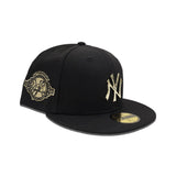 Black New York Yankees Gold Metal Badge Gray Bottom 100th Anniversary Side Patch New Era 59Fifty Fitted