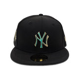 Black New York Yankees Gold Metal Badge Gray Bottom 100th Anniversary Side Patch New Era 59Fifty Fitted