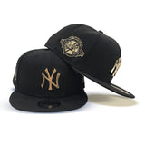 Black New York Yankees Gold Metal Badge Gray Bottom 100th Anniversary Side Patch New Era 9Fifty Snapback