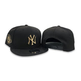 Black New York Yankees Gold Metal Badge Gray Bottom 100th Anniversary Side Patch New Era 9Fifty Snapback