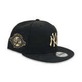 Black New York Yankees Gold Metal Badge Gray Bottom 100th Anniversary Side Patch New Era 9Fifty Snapback
