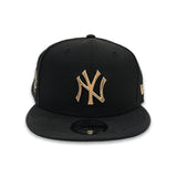 Black New York Yankees Gold Metal Badge Gray Bottom 100th Anniversary Side Patch New Era 9Fifty Snapback