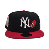 Black New York Yankees Rose Red Visor Gray Bottom 2000 Subway Series Side Patch New Era 9Fifty Snapback