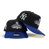 Black New York Yankees 2009 World Series Champions Royal Blue Curved Brim Gray Bottom Team Logo Side Patch New Era A-Frame 9Fifty Snapback