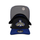 Black New York Yankees 2009 World Series Champions Royal Blue Curved Brim Gray Bottom Team Logo Side Patch New Era A-Frame 9Fifty Snapback