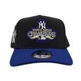 Black New York Yankees 2009 World Series Champions Royal Blue Curved Brim Gray Bottom Team Logo Side Patch New Era A-Frame 9Fifty Snapback