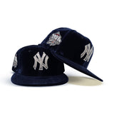 Navy Blue Velvet New York Yankees Gray Bottom 1999 World Series Side Patch New Era 59Fifty Fitted