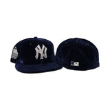 Navy Blue Velvet New York Yankees Gray Bottom 1999 World Series Side Patch New Era 59Fifty Fitted