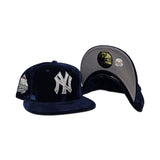 Navy Blue Velvet New York Yankees Gray Bottom 1999 World Series Side Patch New Era 59Fifty Fitted