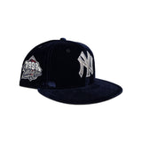 Navy Blue Velvet New York Yankees Gray Bottom 1999 World Series Side Patch New Era 59Fifty Fitted