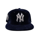 Navy Blue Velvet New York Yankees Gray Bottom 1999 World Series Side Patch New Era 59Fifty Fitted