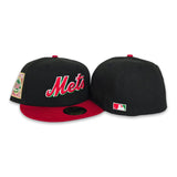 Black New York Mets Red Visor Green Bottom 25th Anniversary Side Patch New Era 59Fifty Fitted