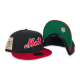 Black New York Mets Red Visor Green Bottom 25th Anniversary Side Patch New Era 59Fifty Fitted