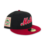 Black New York Mets Red Visor Green Bottom 25th Anniversary Side Patch New Era 59Fifty Fitted