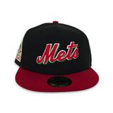 Black New York Mets Red Visor Green Bottom 25th Anniversary Side Patch New Era 59Fifty Fitted