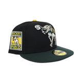 Black Oakland Athletics Green Visor Gray Bottom Rickey Henderson Side Patch New Era 59Fifty Fitted