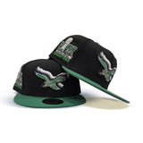 Black Philadelphia Eagles Kelly Green Visor Gray Bottom Super Bowl LIX Champions Side Patch New Era 59Fifty Fitted Hat