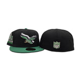 Black Philadelphia Eagles Kelly Green Visor Gray Bottom Super Bowl LIX Champions Side Patch New Era 59Fifty Fitted Hat