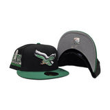 Black Philadelphia Eagles Kelly Green Visor Gray Bottom Super Bowl LIX Champions Side Patch New Era 59Fifty Fitted Hat