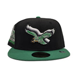 Black Philadelphia Eagles Kelly Green Visor Gray Bottom Super Bowl LIX Champions Side Patch New Era 59Fifty Fitted Hat