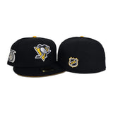 Black Pittsburgh Penguins Yellow Bottom 25th Anniversary Side Patch New Era 59Fifty Fitted