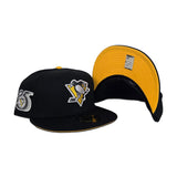 Black Pittsburgh Penguins Yellow Bottom 25th Anniversary Side Patch New Era 59Fifty Fitted